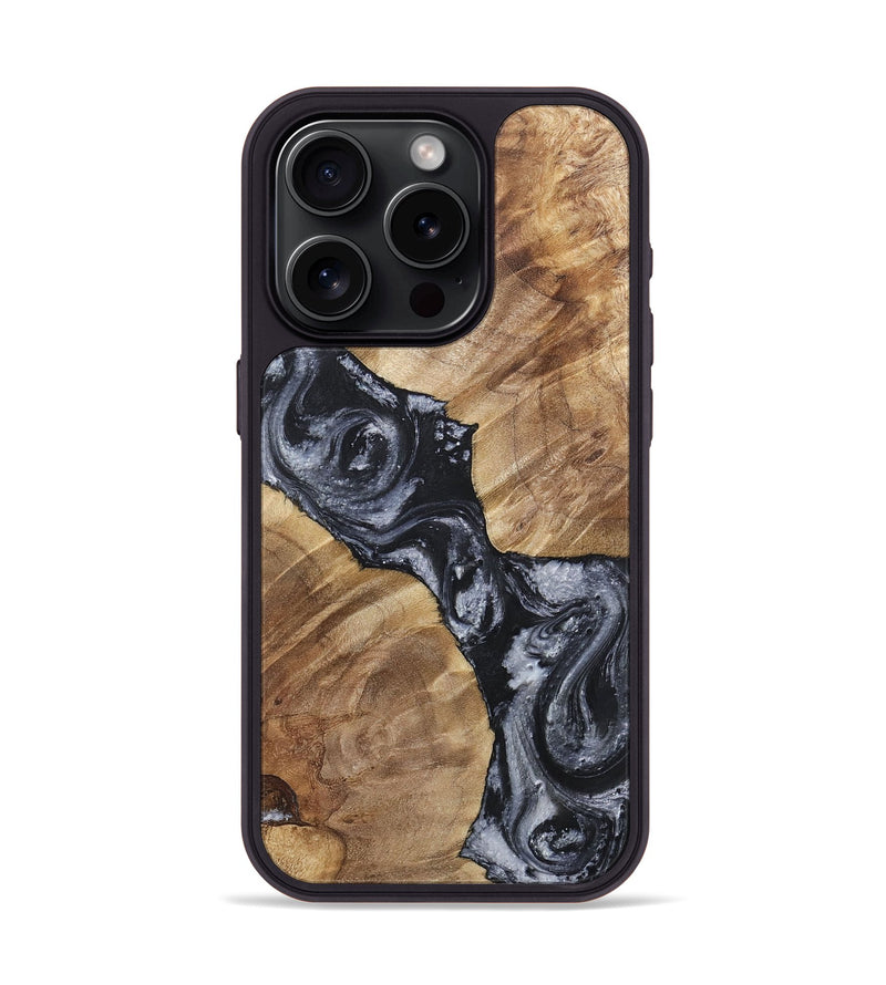 iPhone 15 Pro Wood+Resin Phone Case - Wanda (Black & White, 717816)