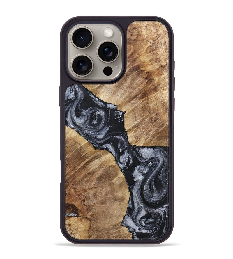 iPhone 16 Pro Max Wood+Resin Phone Case - Wanda (Black & White, 717816)