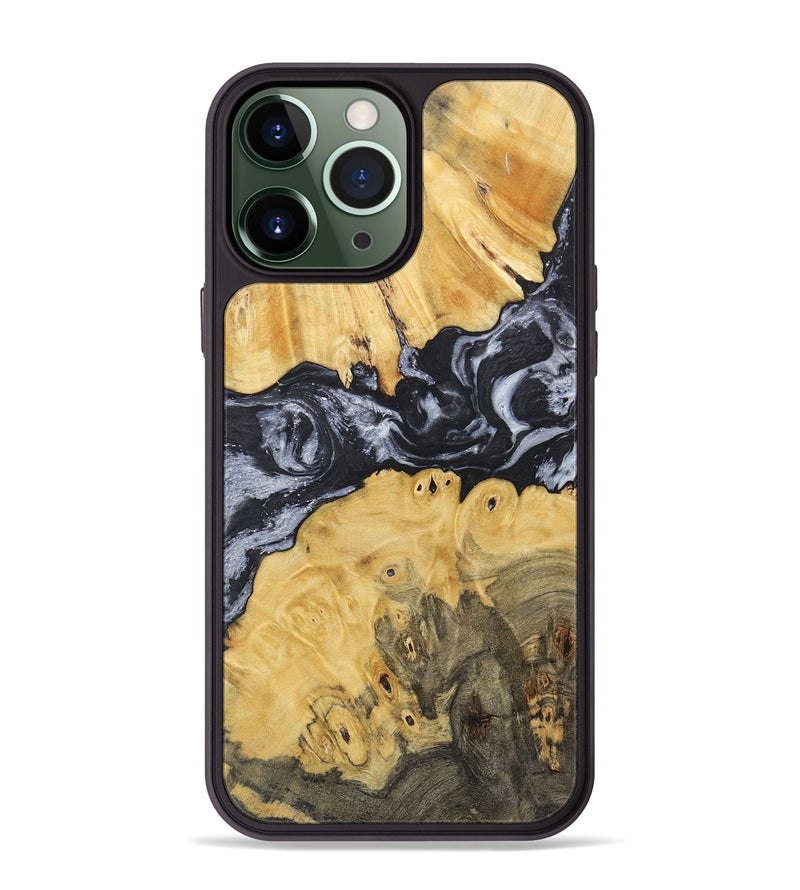 iPhone 13 Pro Max Wood+Resin Phone Case - Candace (Black & White, 717818)