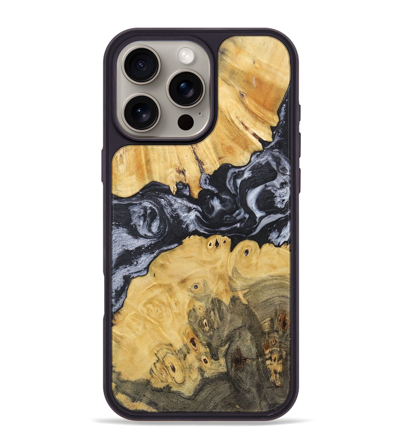 iPhone 16 Pro Max Wood+Resin Phone Case - Candace (Black & White, 717818)