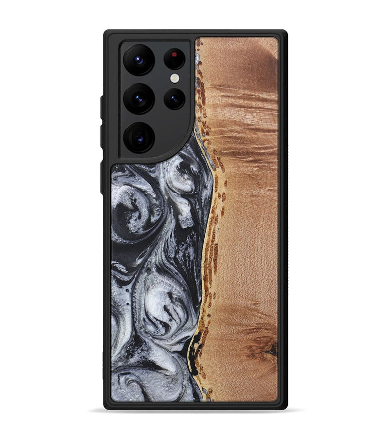 Galaxy S22 Ultra Wood+Resin Phone Case - Quentin (Black & White, 717821)