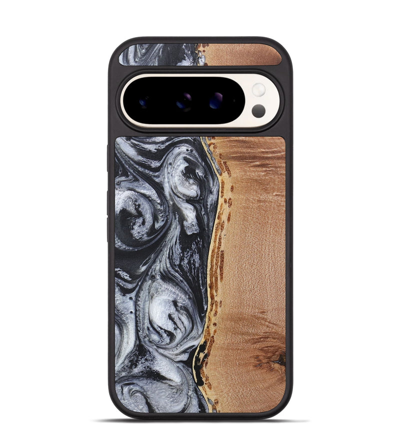 Pixel 9 Pro Wood+Resin Phone Case - Quentin (Black & White, 717821)