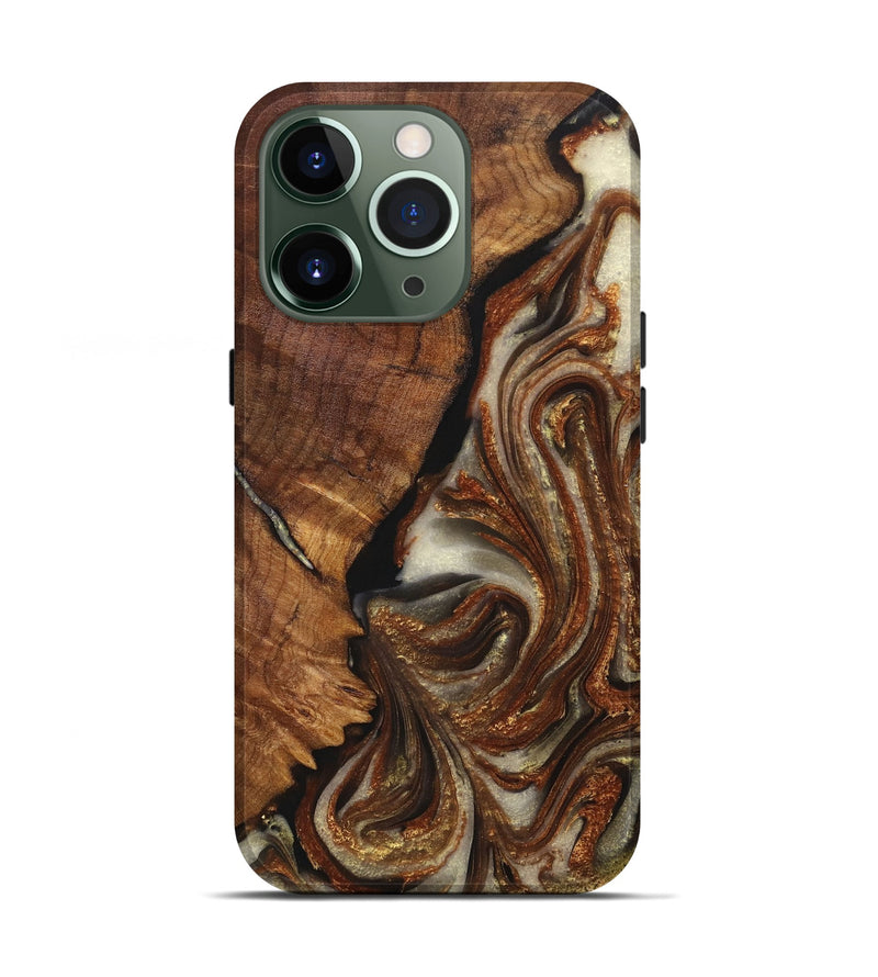 iPhone 13 Pro Wood+Resin Live Edge Phone Case - Carlton (Black & White, 717937)