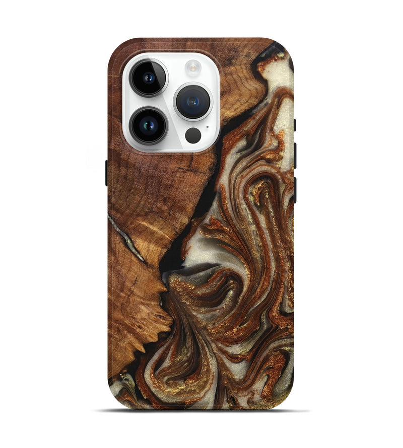 iPhone 15 Pro Wood+Resin Live Edge Phone Case - Carlton (Black & White, 717937)