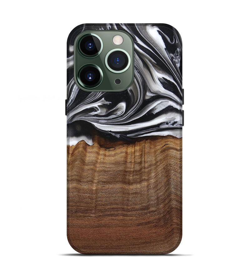 iPhone 13 Pro Wood+Resin Live Edge Phone Case - Reese (Black & White, 717940)