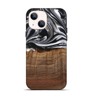 iPhone 14 Wood+Resin Live Edge Phone Case - Reese (Black & White, 717940)