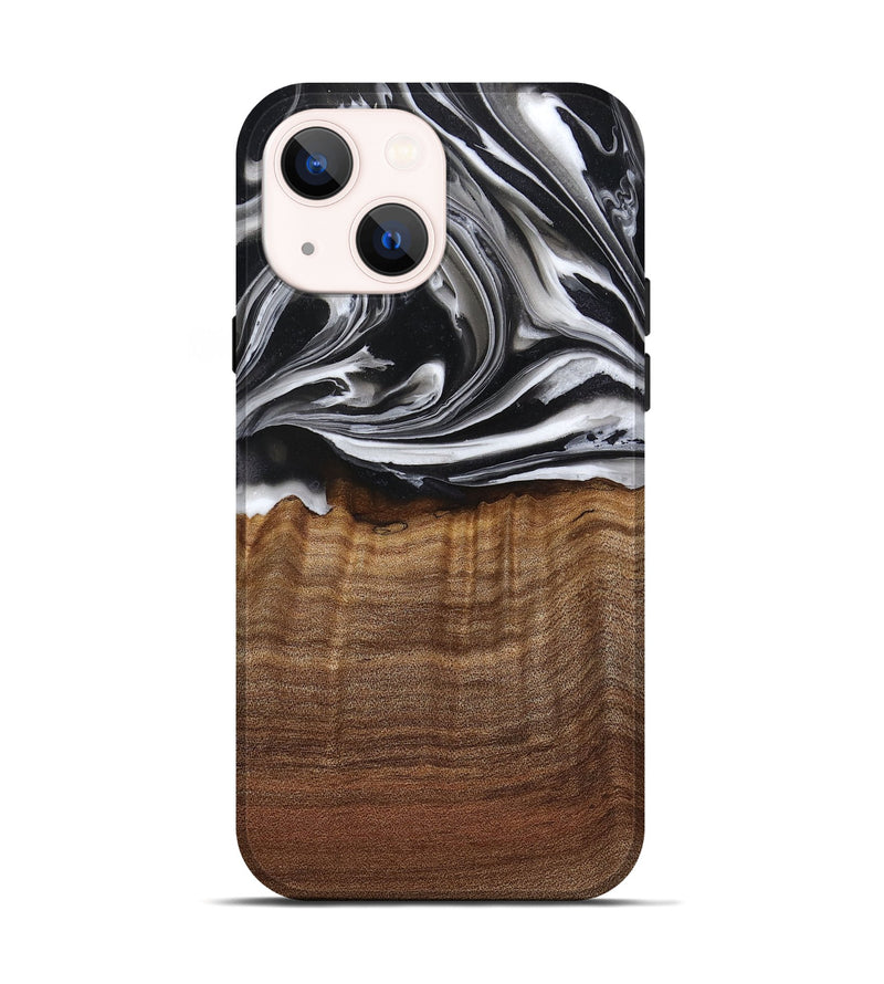 iPhone 14 Wood+Resin Live Edge Phone Case - Reese (Black & White, 717940)