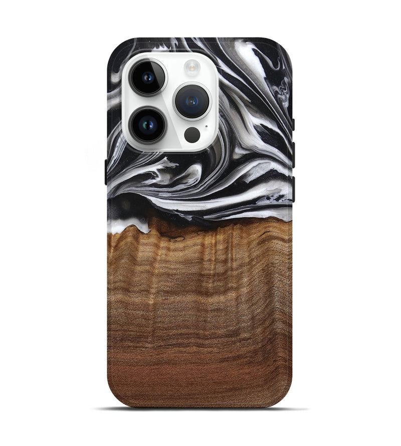 iPhone 15 Pro Wood+Resin Live Edge Phone Case - Reese (Black & White, 717940)