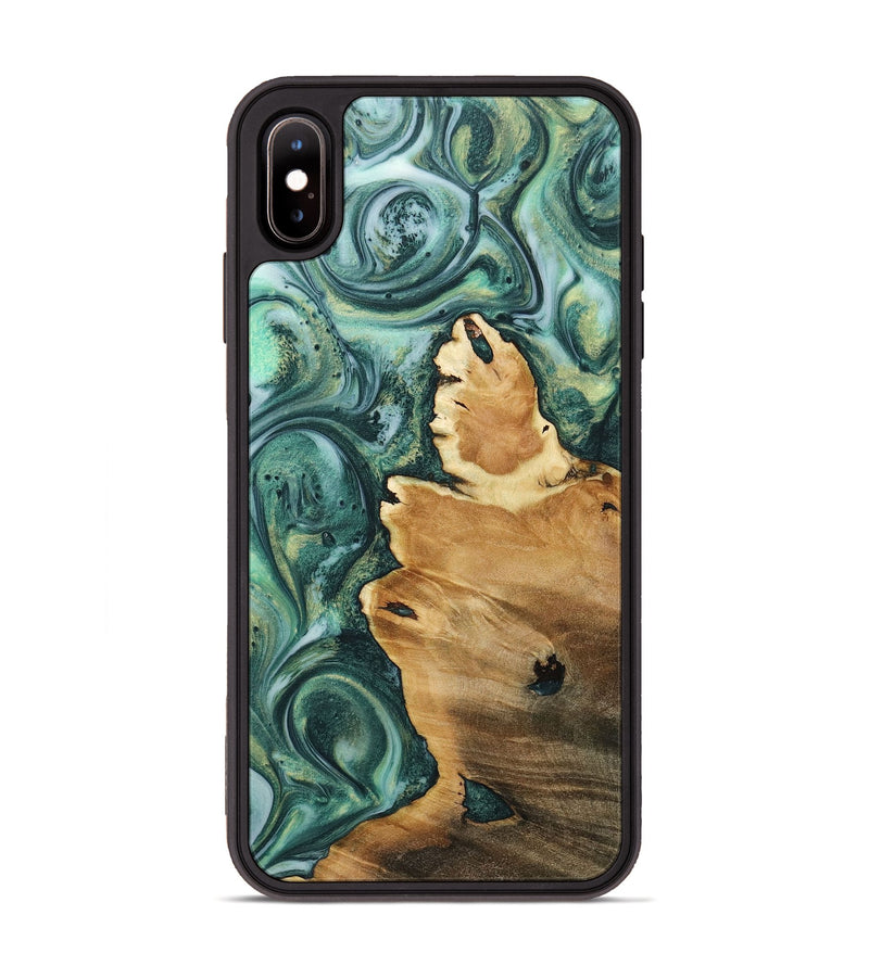 iPhone Xs Max Wood+Resin Phone Case - Parker (Green, 717998)