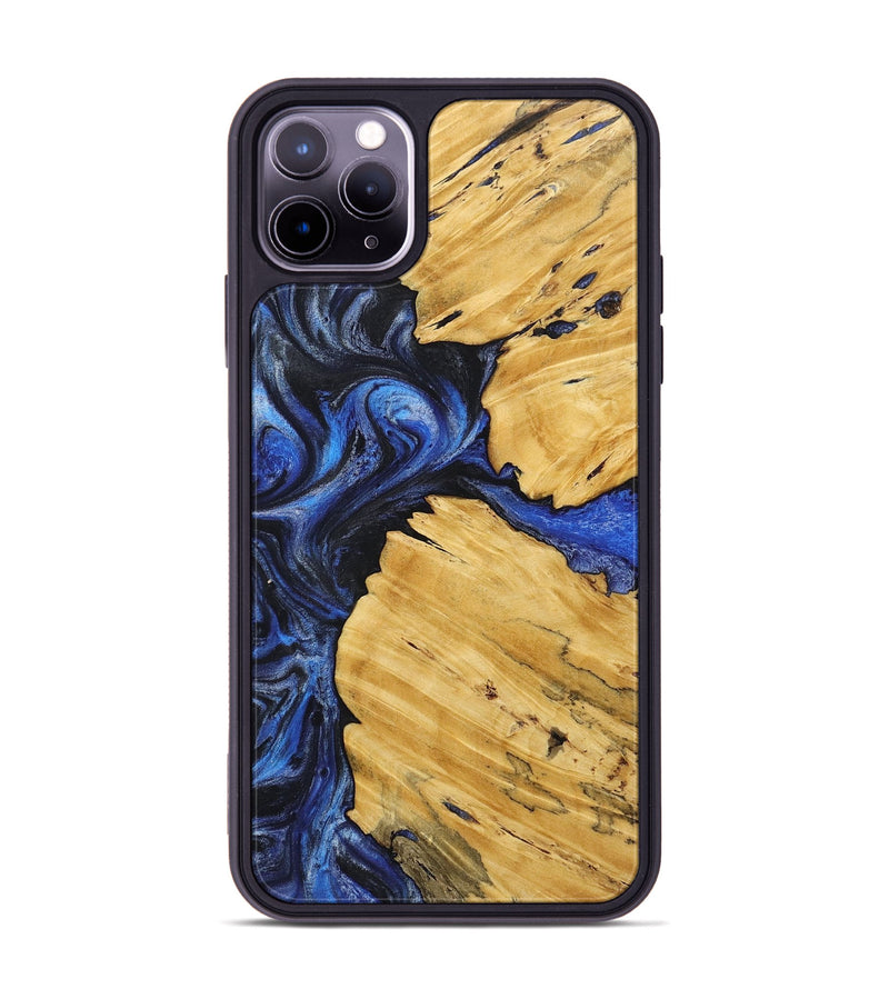 iPhone 11 Pro Max Wood+Resin Phone Case - Elena (Blue, 718002)