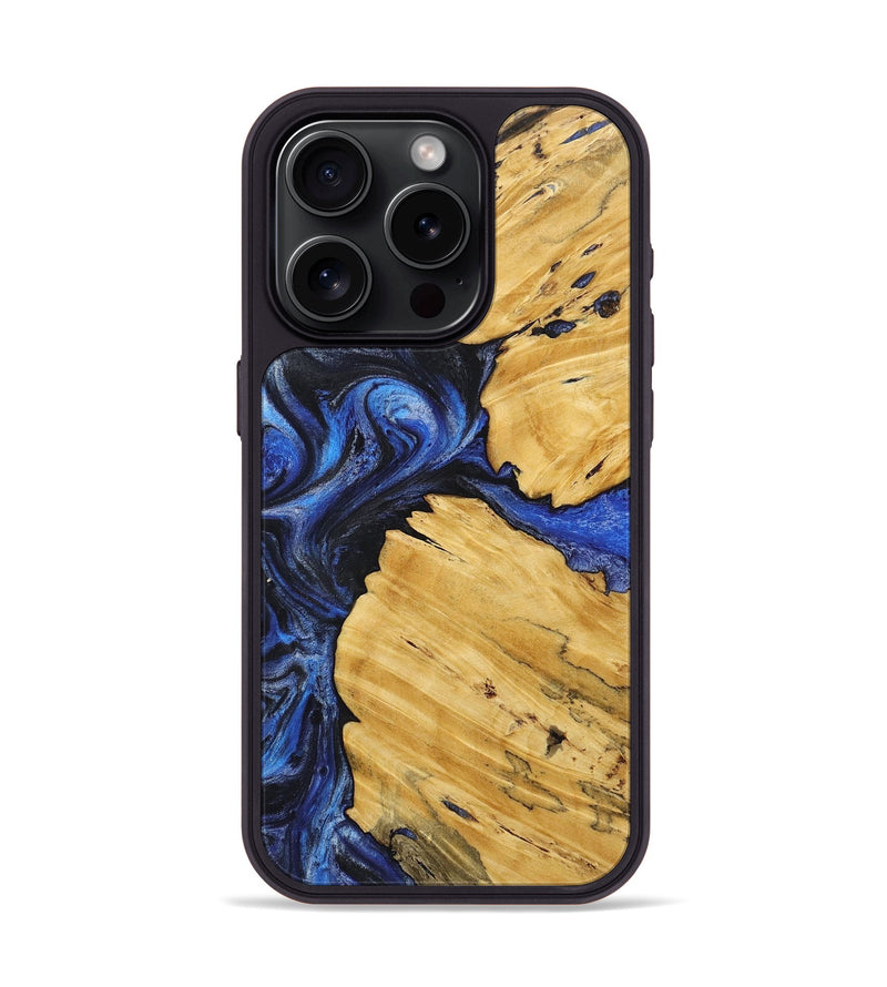 iPhone 15 Pro Wood+Resin Phone Case - Elena (Blue, 718002)