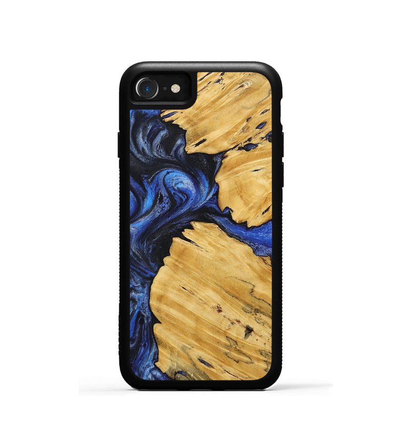 iPhone SE Wood+Resin Phone Case - Elena (Blue, 718002)