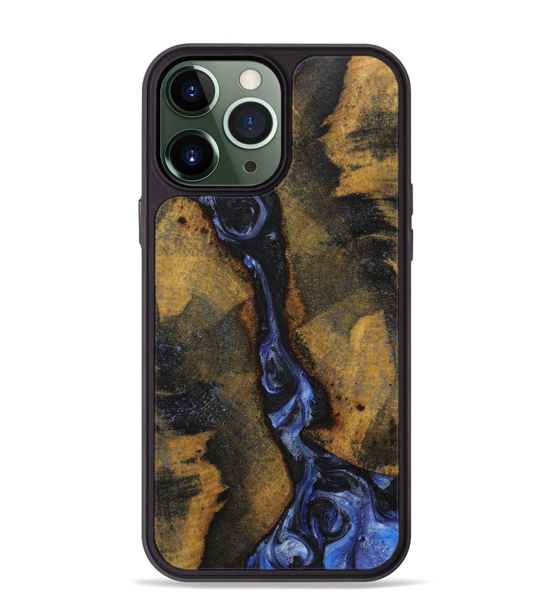 iPhone 13 Pro Max Wood+Resin Phone Case - Salvatore (Blue, 718003)