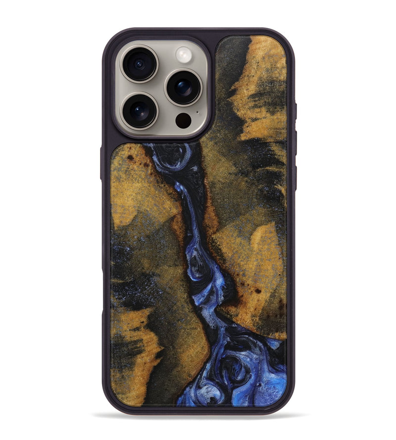 iPhone 16 Pro Max Wood+Resin Phone Case - Salvatore (Blue, 718003)