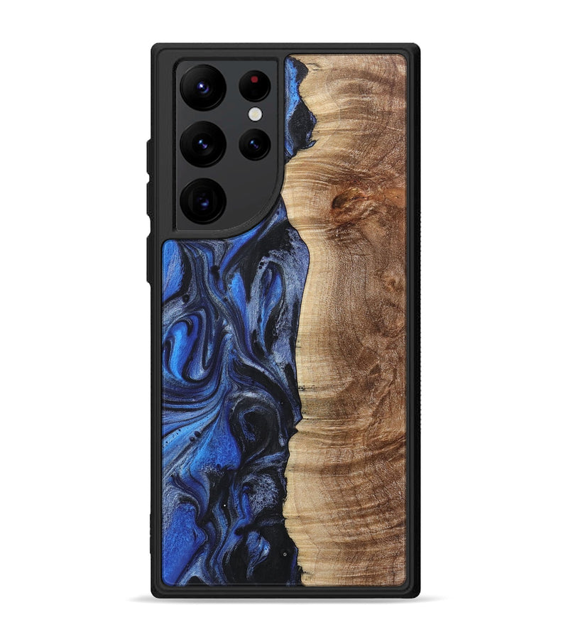 Galaxy S22 Ultra Wood+Resin Phone Case - Mateo (Blue, 718004)