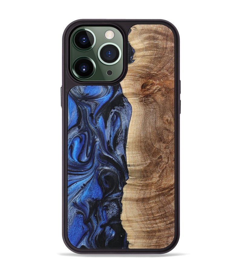 iPhone 13 Pro Max Wood+Resin Phone Case - Mateo (Blue, 718004)