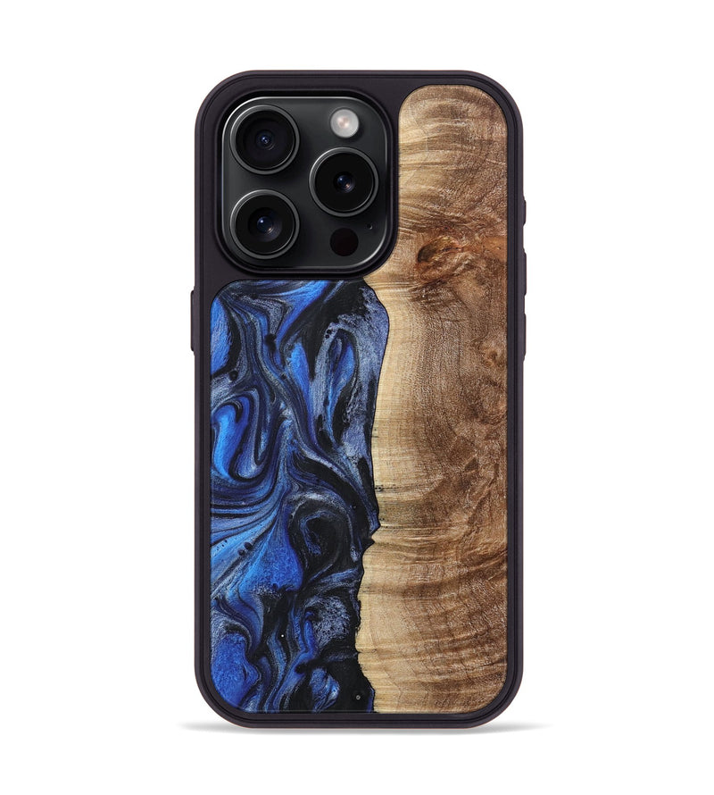 iPhone 15 Pro Wood+Resin Phone Case - Mateo (Blue, 718004)