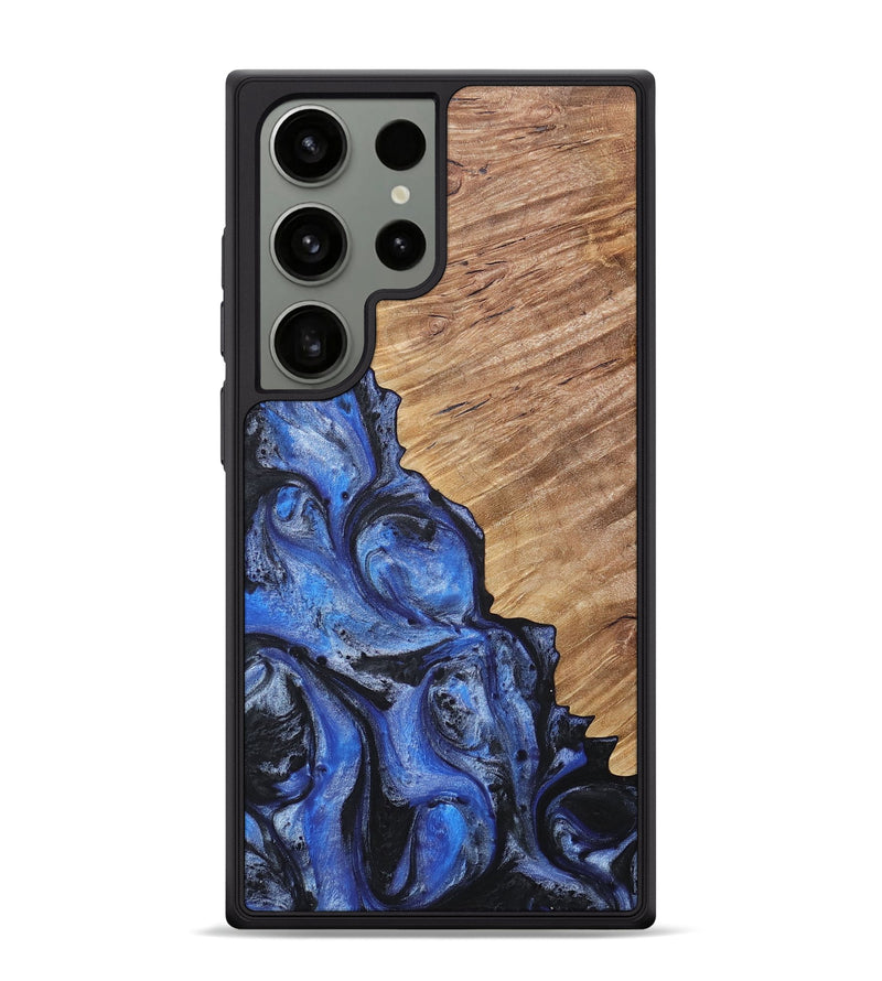 Galaxy S24 Ultra Wood+Resin Phone Case - Robin (Blue, 718006)