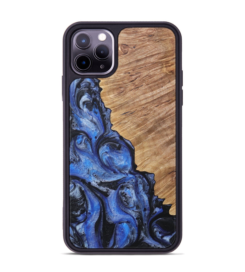 iPhone 11 Pro Max Wood+Resin Phone Case - Robin (Blue, 718006)