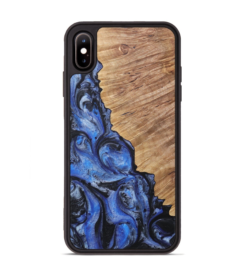 iPhone Xs Max Wood+Resin Phone Case - Robin (Blue, 718006)