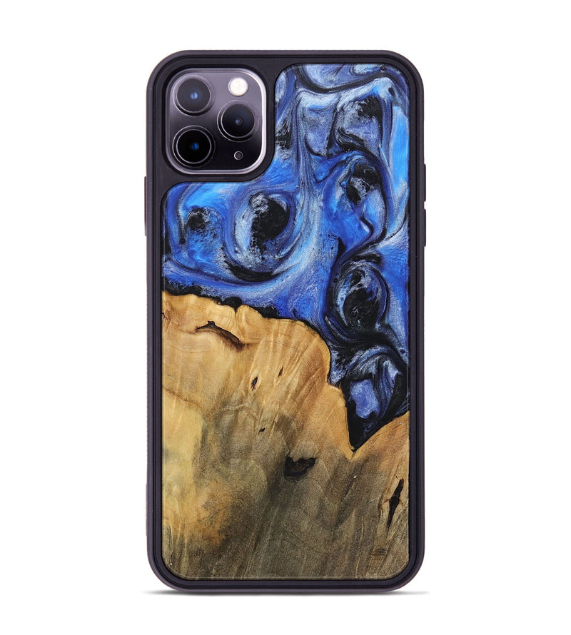 iPhone 11 Pro Max Wood+Resin Phone Case - Jacob (Blue, 718011)