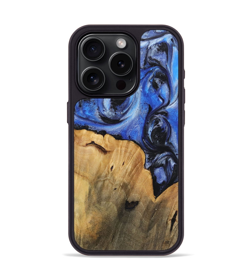 iPhone 15 Pro Wood+Resin Phone Case - Jacob (Blue, 718011)