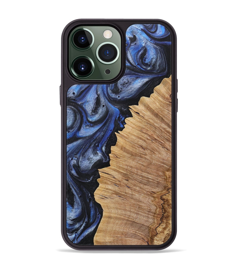 iPhone 13 Pro Max Wood+Resin Phone Case - Heather (Blue, 718015)