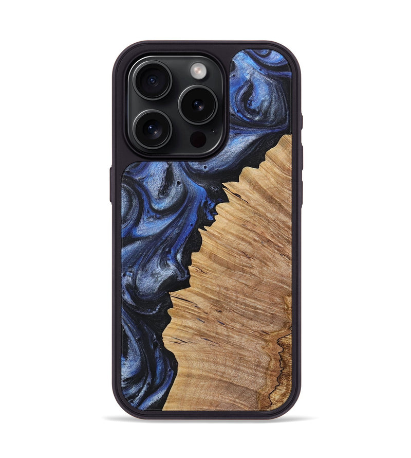 iPhone 15 Pro Wood+Resin Phone Case - Heather (Blue, 718015)