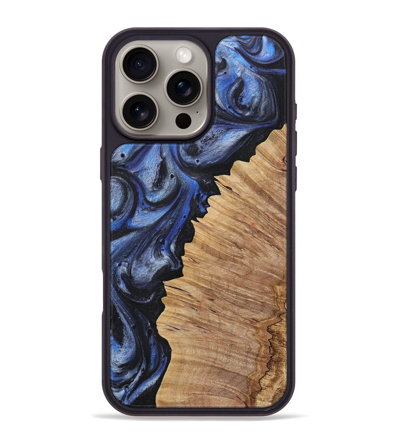 iPhone 16 Pro Max Wood+Resin Phone Case - Heather (Blue, 718015)