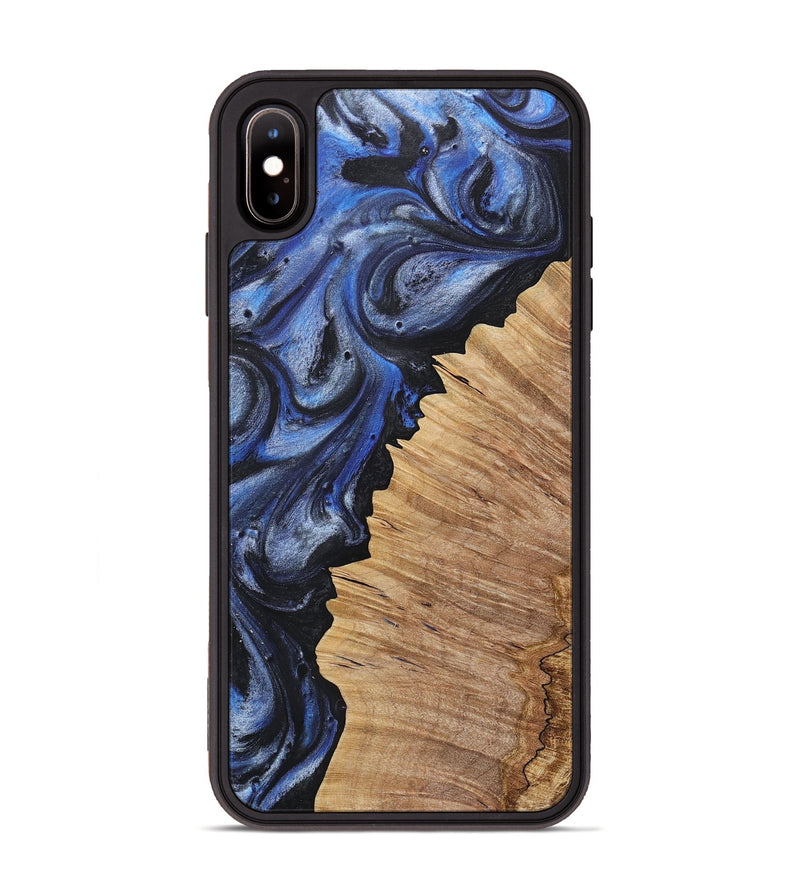 iPhone Xs Max Wood+Resin Phone Case - Heather (Blue, 718015)