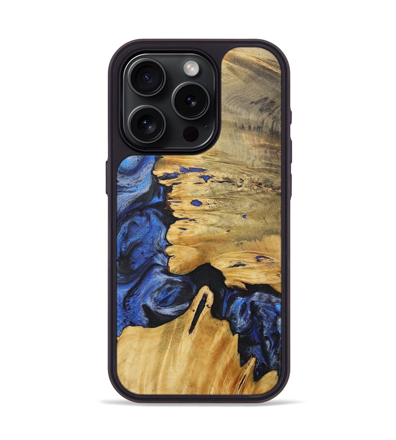 iPhone 15 Pro Wood+Resin Phone Case - Krista (Blue, 718018)