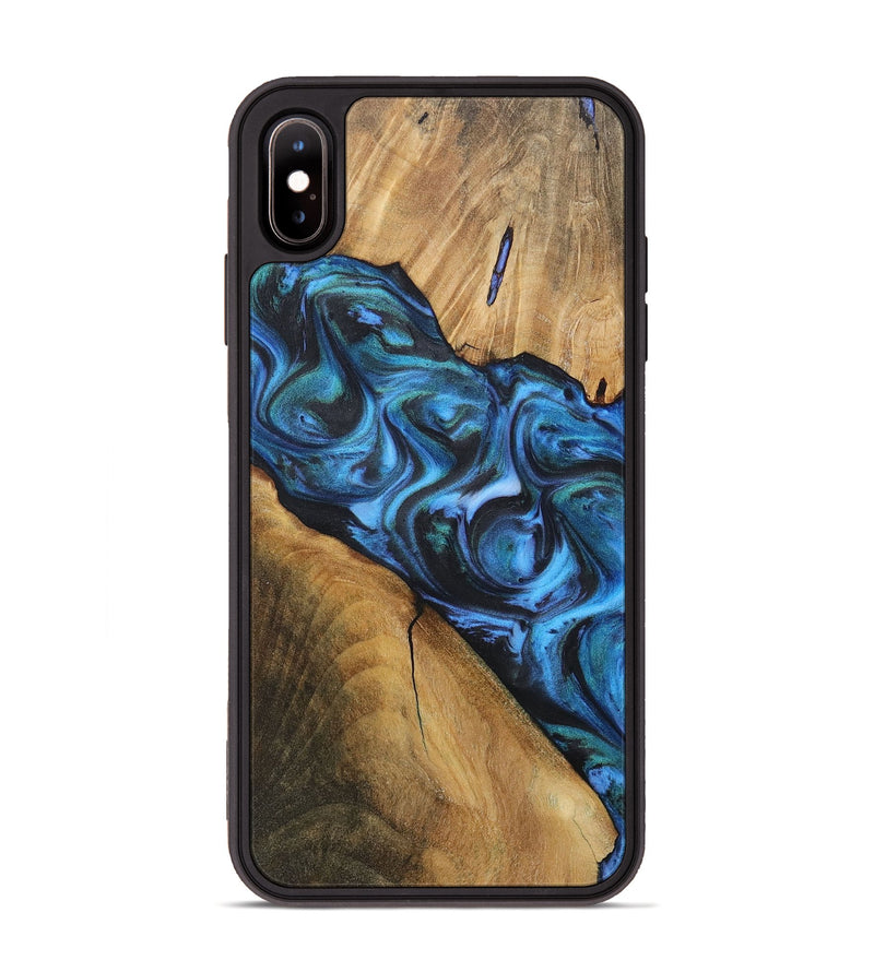 iPhone Xs Max Wood+Resin Phone Case - Hanna (Blue, 718029)