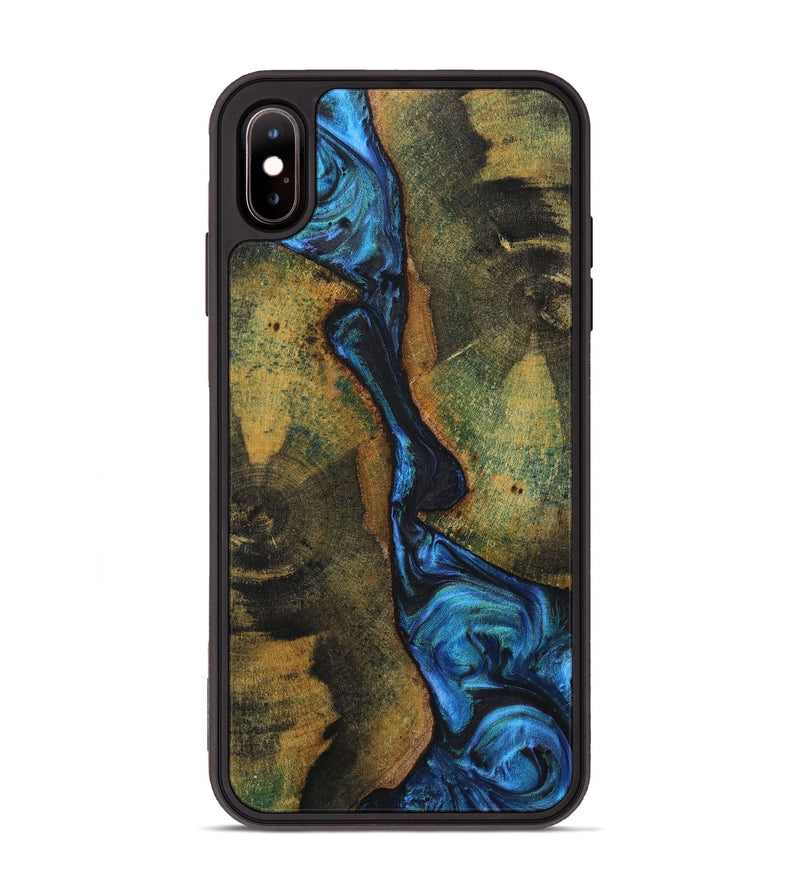 iPhone Xs Max Wood+Resin Phone Case - Genevieve (Blue, 718031)