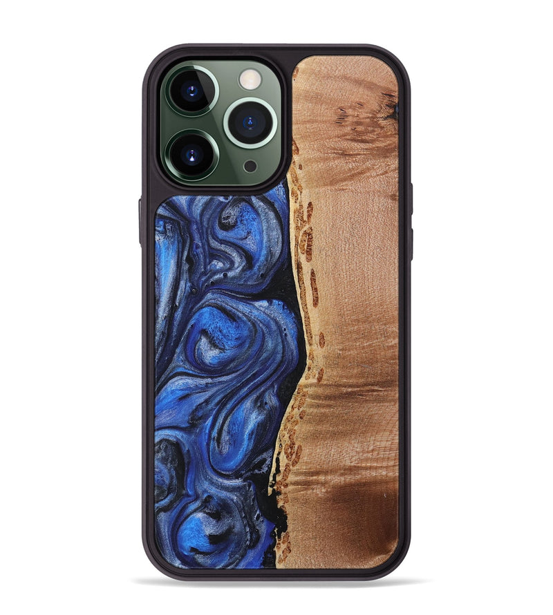 iPhone 13 Pro Max Wood+Resin Phone Case - London (Blue, 718032)