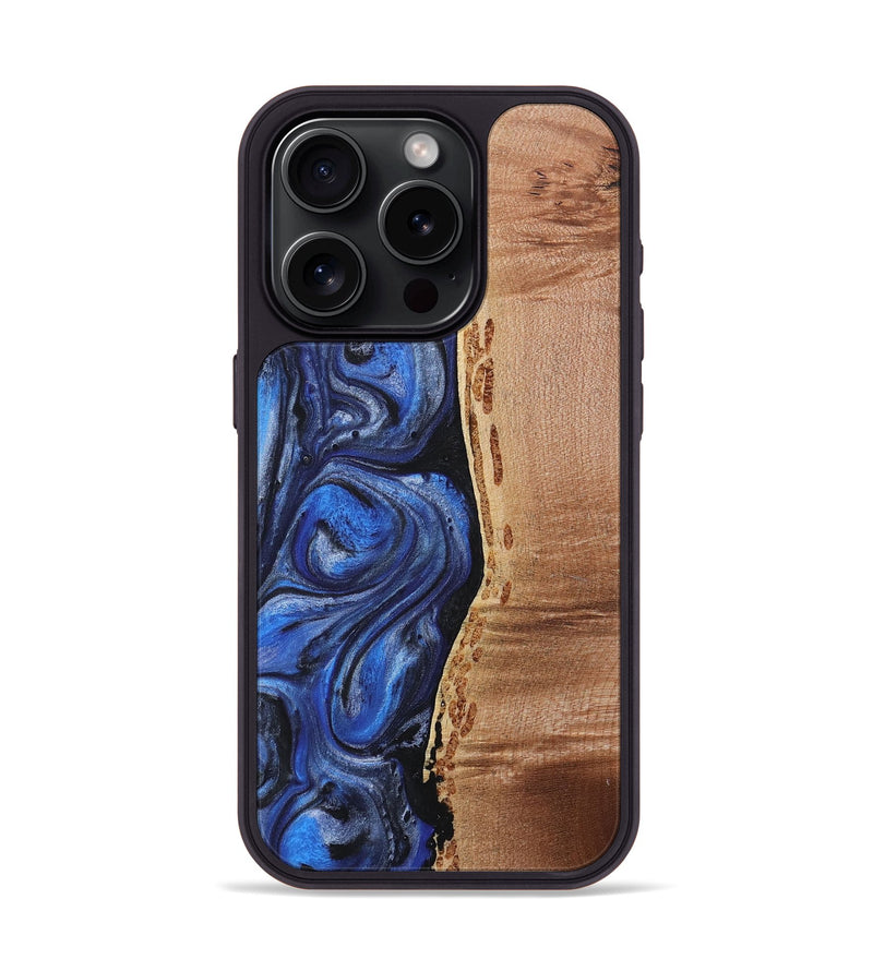 iPhone 15 Pro Wood+Resin Phone Case - London (Blue, 718032)