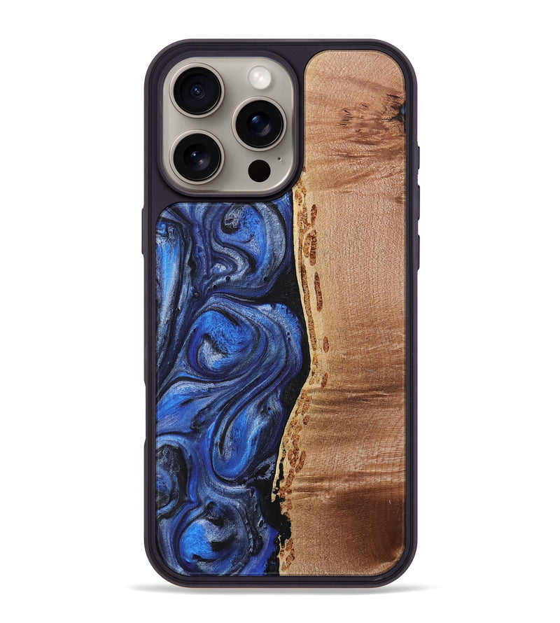 iPhone 16 Pro Max Wood+Resin Phone Case - London (Blue, 718032)