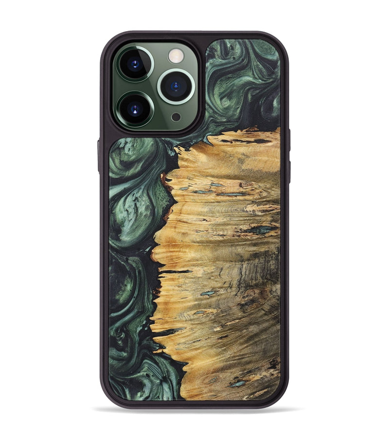 iPhone 13 Pro Max Wood+Resin Phone Case - Nyla (Green, 718042)