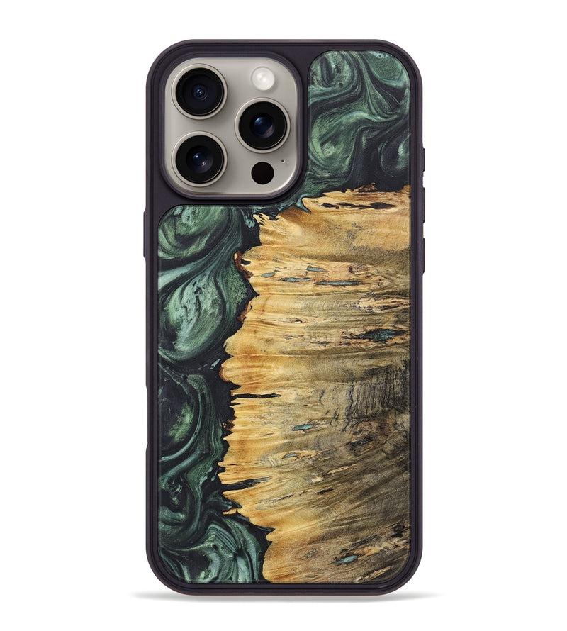 iPhone 16 Pro Max Wood+Resin Phone Case - Nyla (Green, 718042)