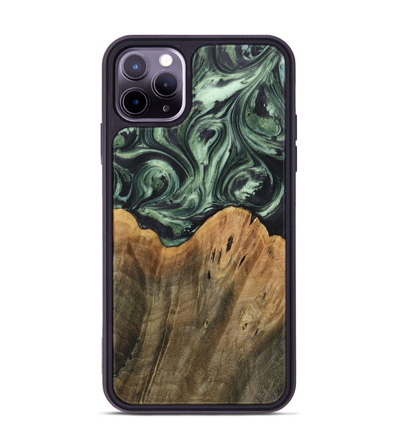 iPhone 11 Pro Max Wood+Resin Phone Case - Leilani (Green, 718045)