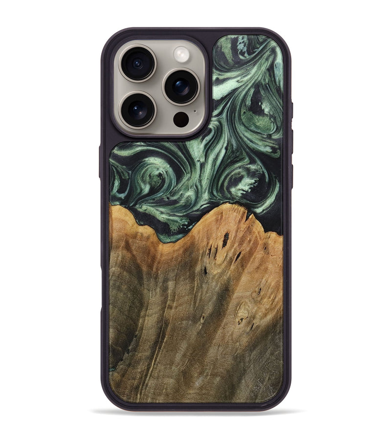 iPhone 16 Pro Max Wood+Resin Phone Case - Leilani (Green, 718045)