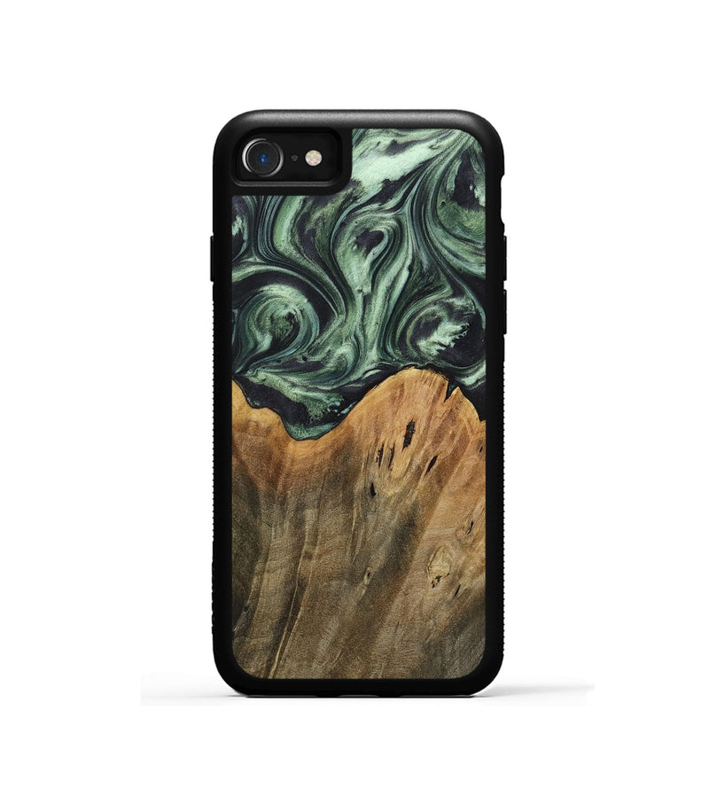 iPhone SE Wood+Resin Phone Case - Leilani (Green, 718045)