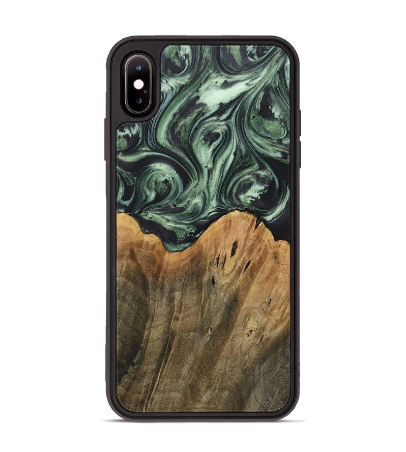 iPhone Xs Max Wood+Resin Phone Case - Leilani (Green, 718045)