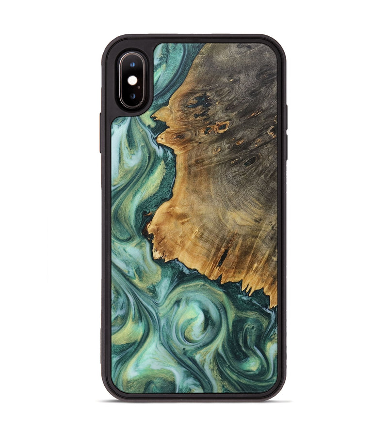 iPhone Xs Max Wood+Resin Phone Case - Lena (Green, 718046)