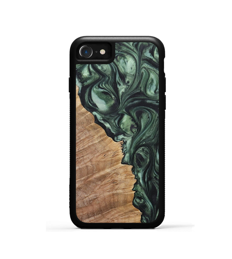 iPhone SE Wood+Resin Phone Case - Bryan (Green, 718049)