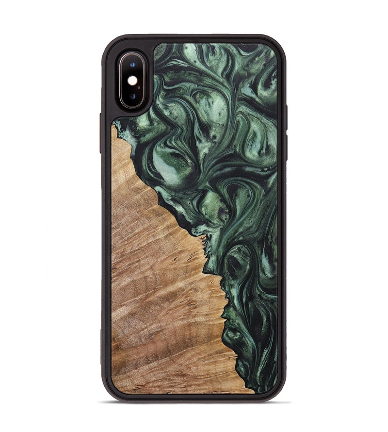 iPhone Xs Max Wood+Resin Phone Case - Bryan (Green, 718049)