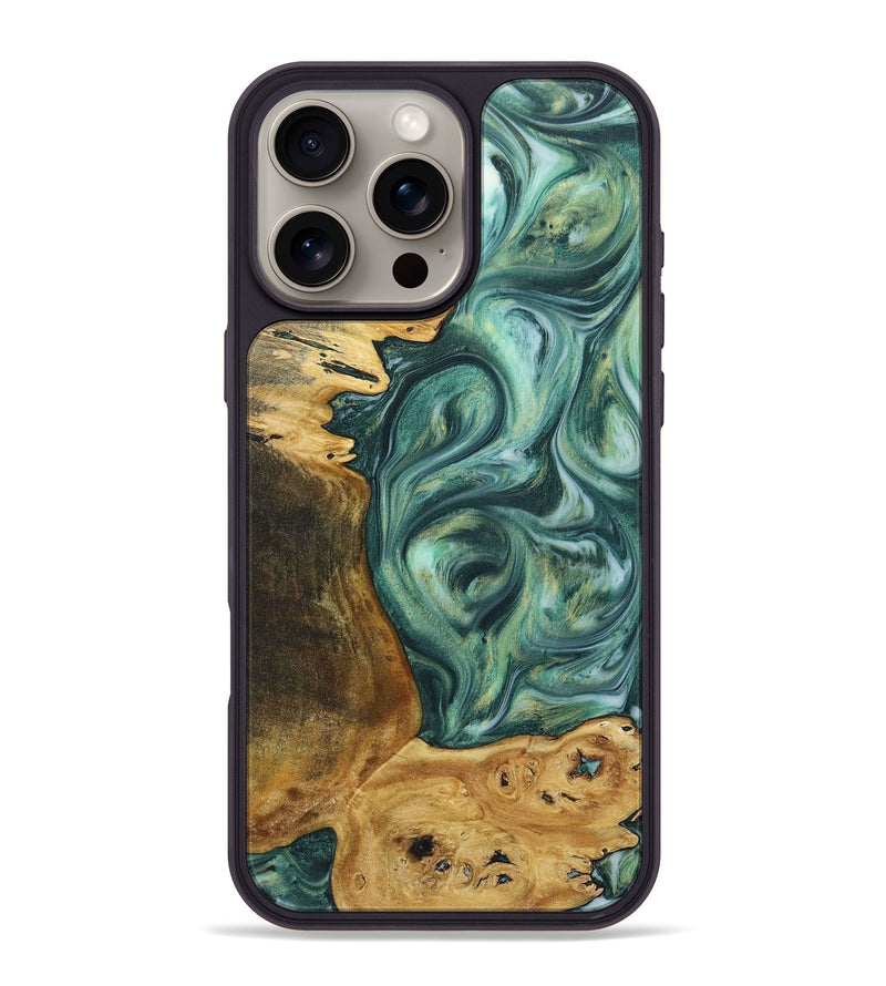 iPhone 16 Pro Max Wood+Resin Phone Case - Donovan (Green, 718050)