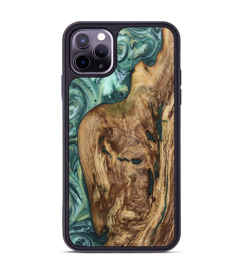 iPhone 11 Pro Max Wood+Resin Phone Case - Kaydence (Green, 718051)