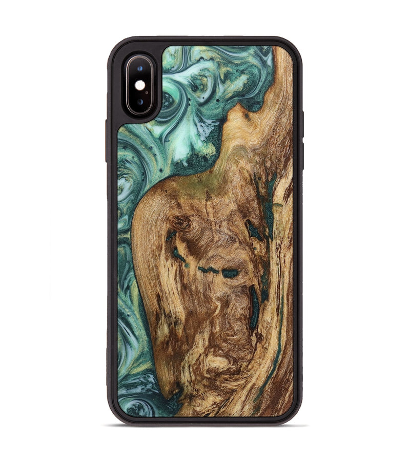 iPhone Xs Max Wood+Resin Phone Case - Kaydence (Green, 718051)