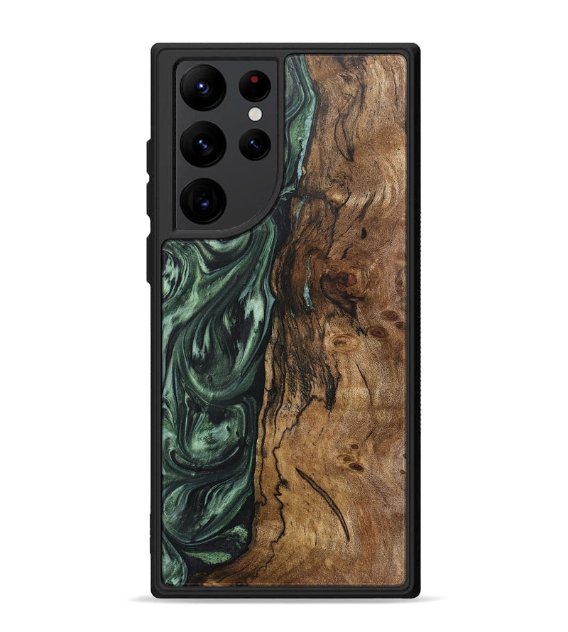 Galaxy S22 Ultra Wood+Resin Phone Case - Ronnie (Green, 718053)