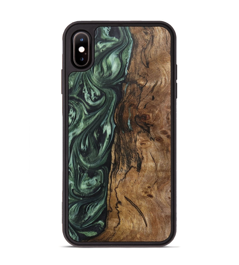 iPhone Xs Max Wood+Resin Phone Case - Ronnie (Green, 718053)